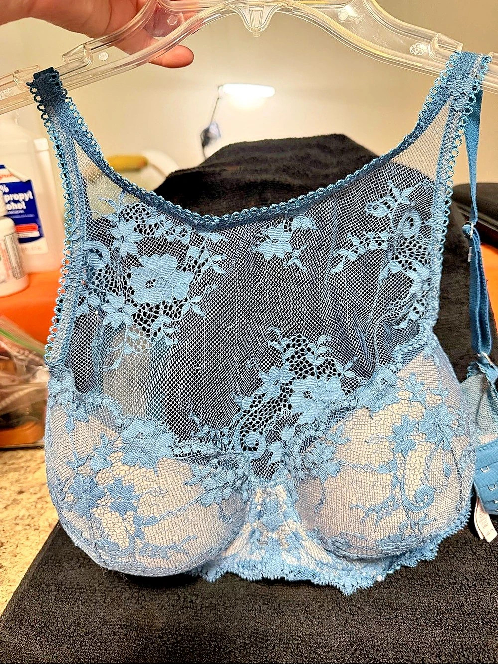 Victoria's Secret Dream Angels High-Neck Lace Bra Blue 34DD/F75